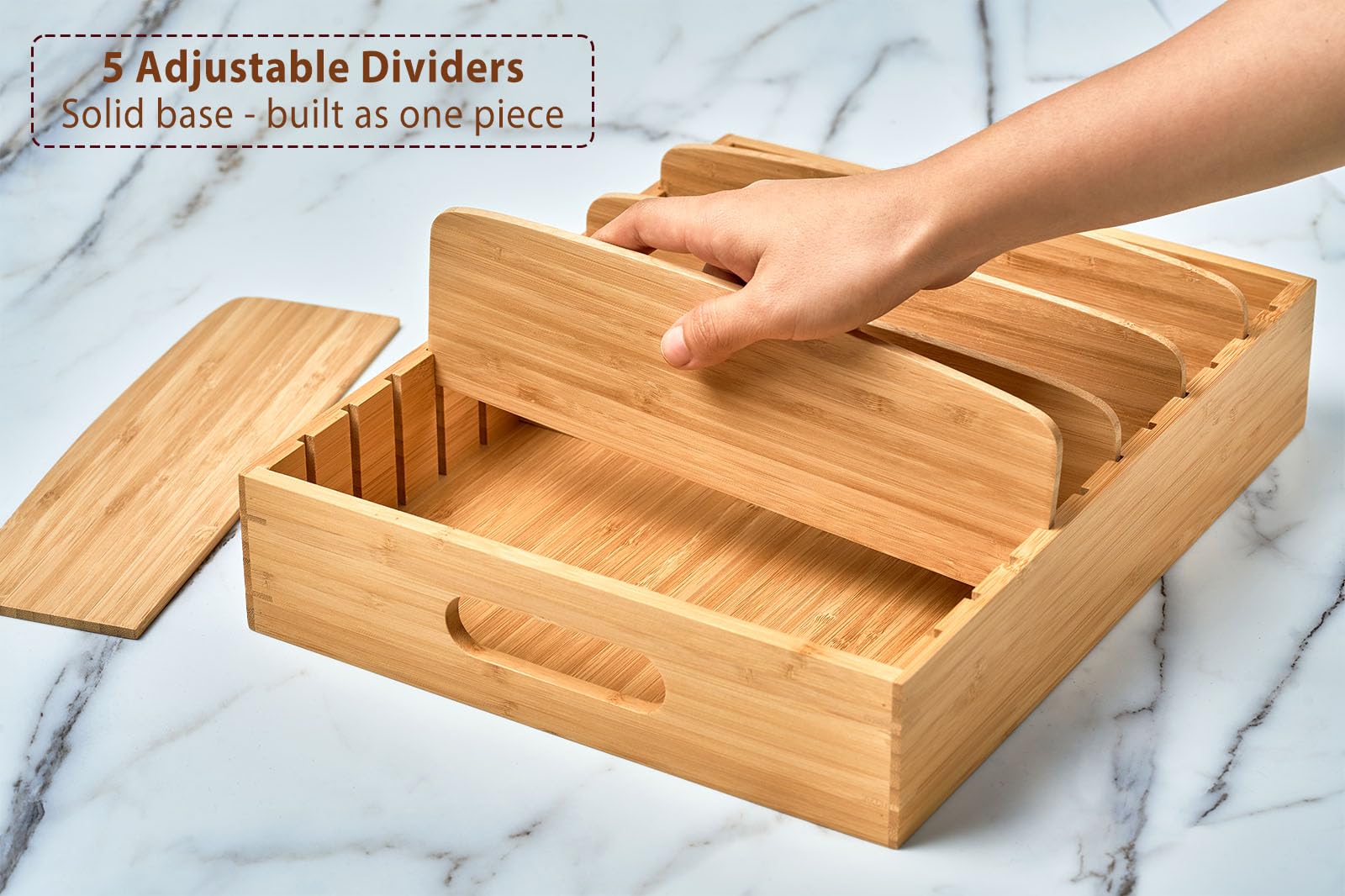 Umilife bamboo base with anti-skid feet, prevents movement and resists humidity.
