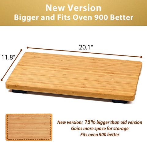 Umilife bamboo cutting board with heat-resistant silicone feet ensures stability and airflow.