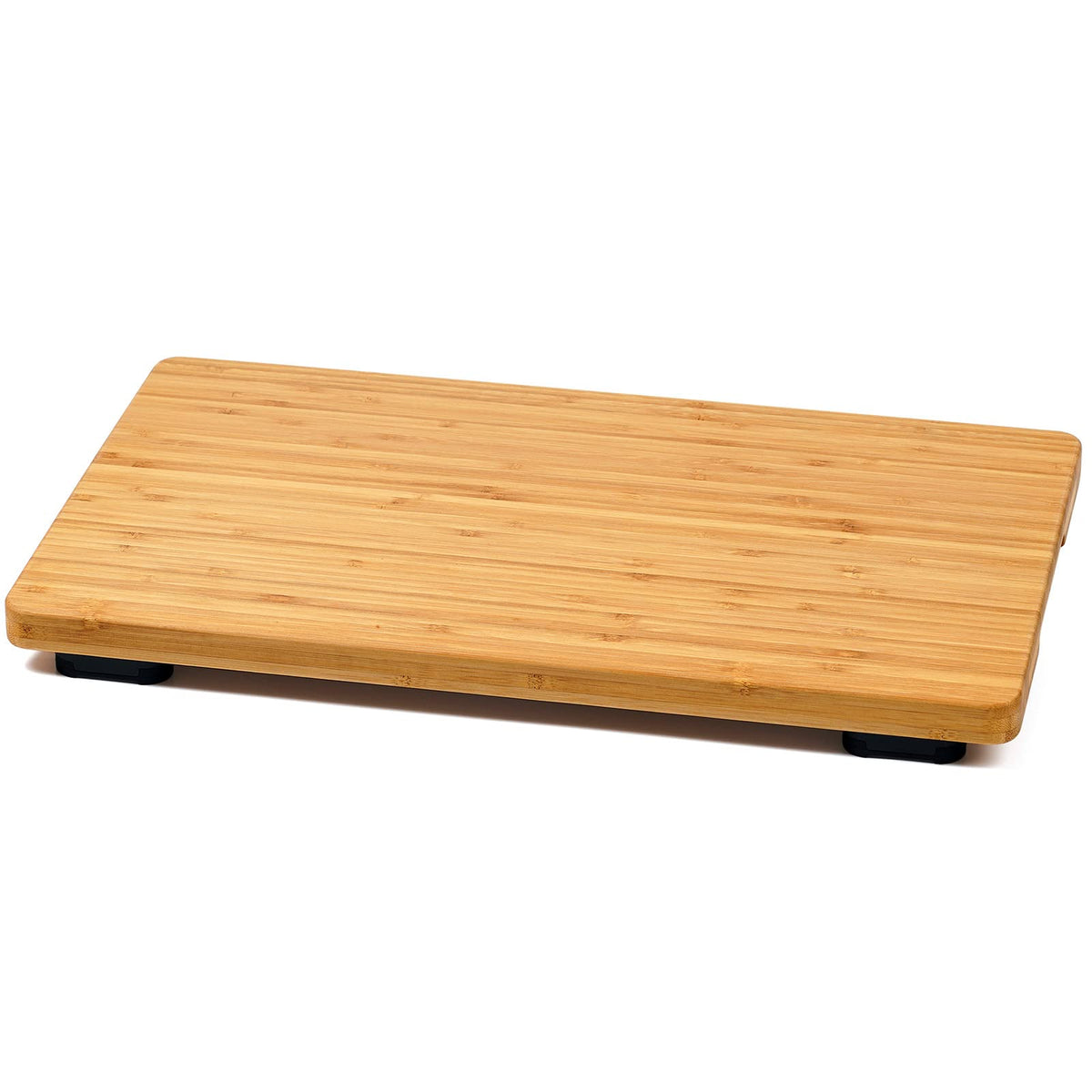 Umilife bamboo cutting board on top of Breville BOV900BSS oven protects cabinets from heat.