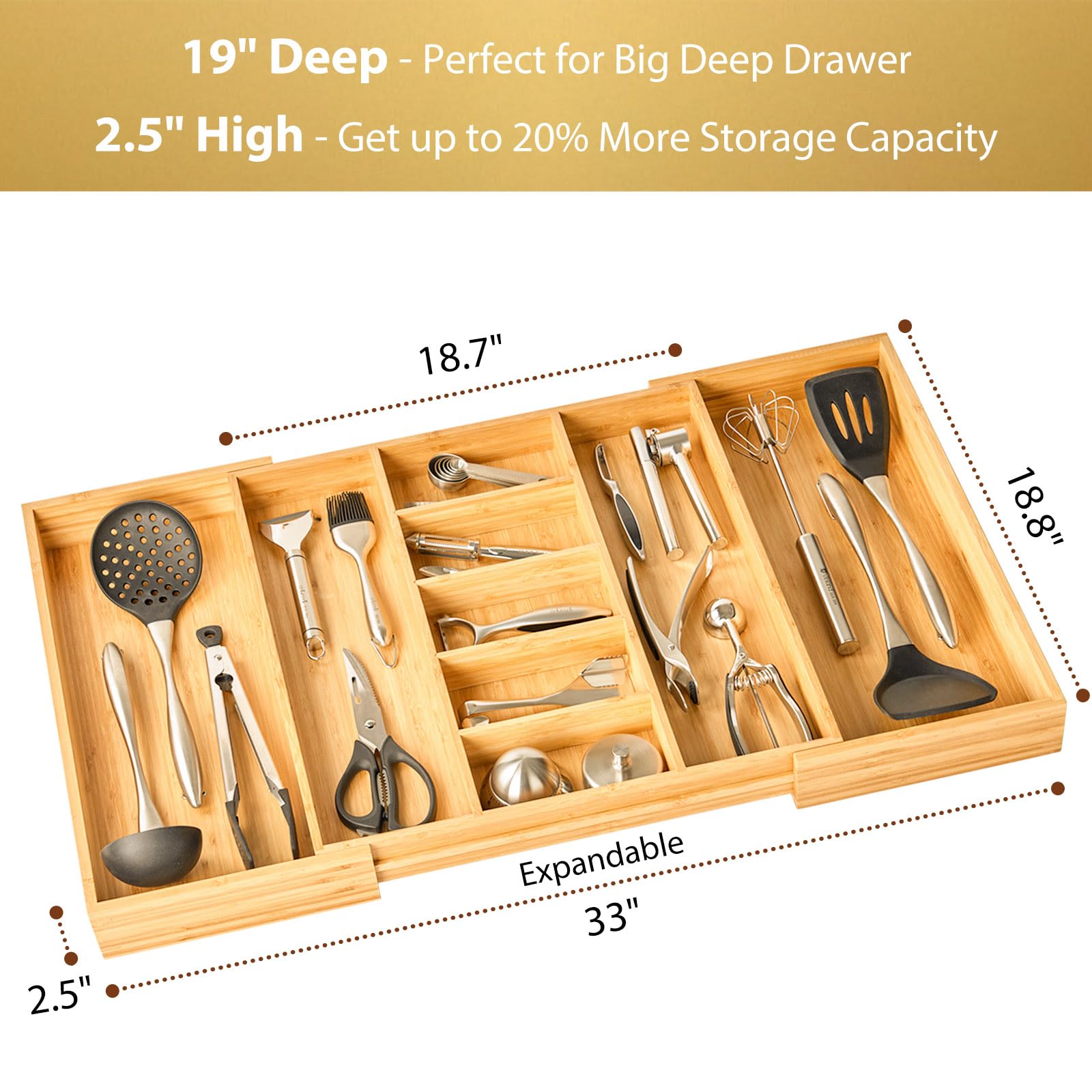 Umilife bamboo drawer divider close up highlighting durable build