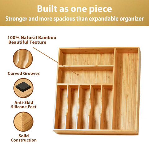 Umilife curved-divider silverware tray aids easy access to utensils.