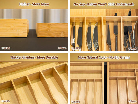 Umilife curved grooves separate utensils for easy access
