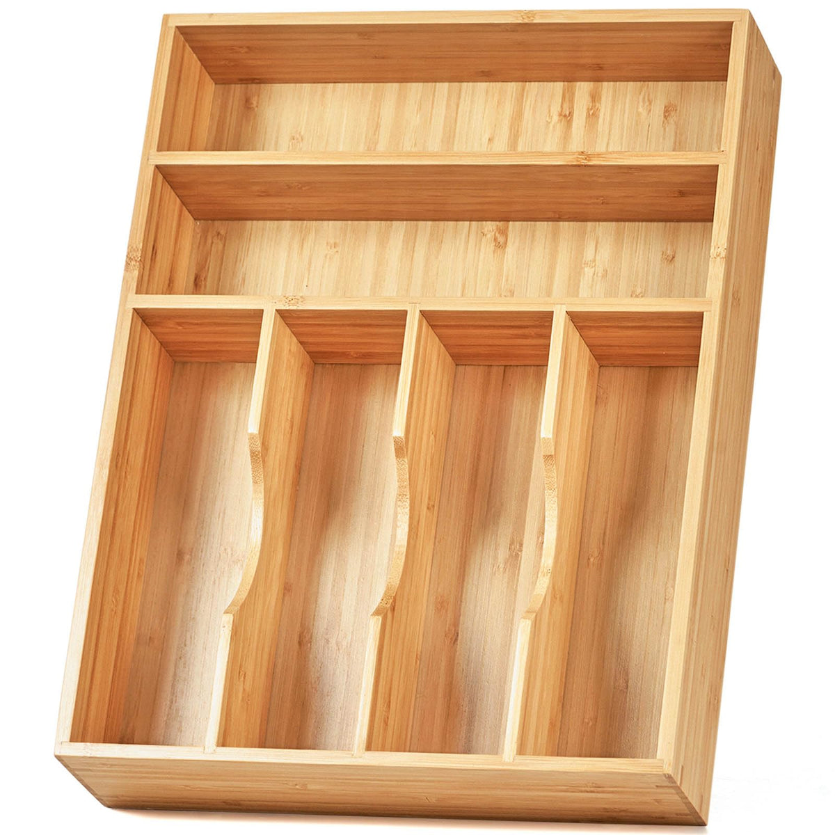 Umilife kitchen drawer organizer 12-inch silverware tray keeps utensils tidy and accessible.