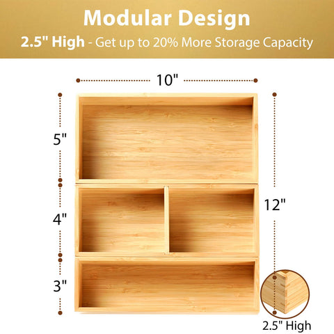 Umilife three-piece modular bins for flexible drawer layouts.