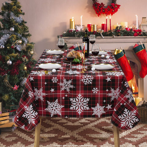 UMINEUX elk-pattern holiday tablecloth enhances decor while shielding the table.