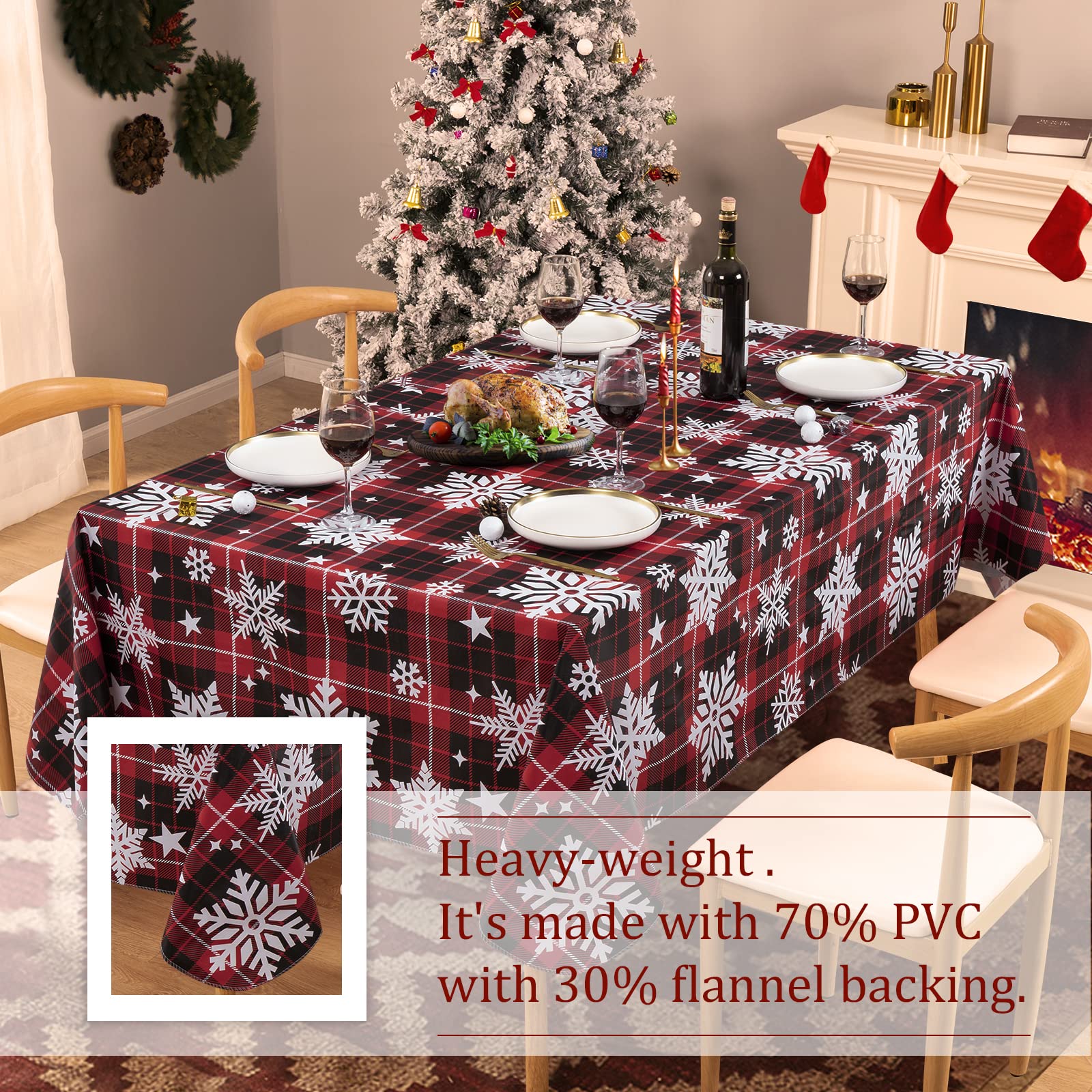 UMINEUX rectangular 60x102 inch tablecloth fits standard tables and protects surfaces.