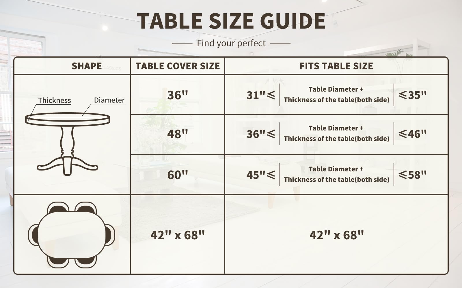 UMINEUX round tablecloth ideal for indoor dining and seasonal decor setups.