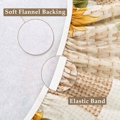 UMINEUX sunflower-pattern oval tablecloth adds color while guarding surfaces.