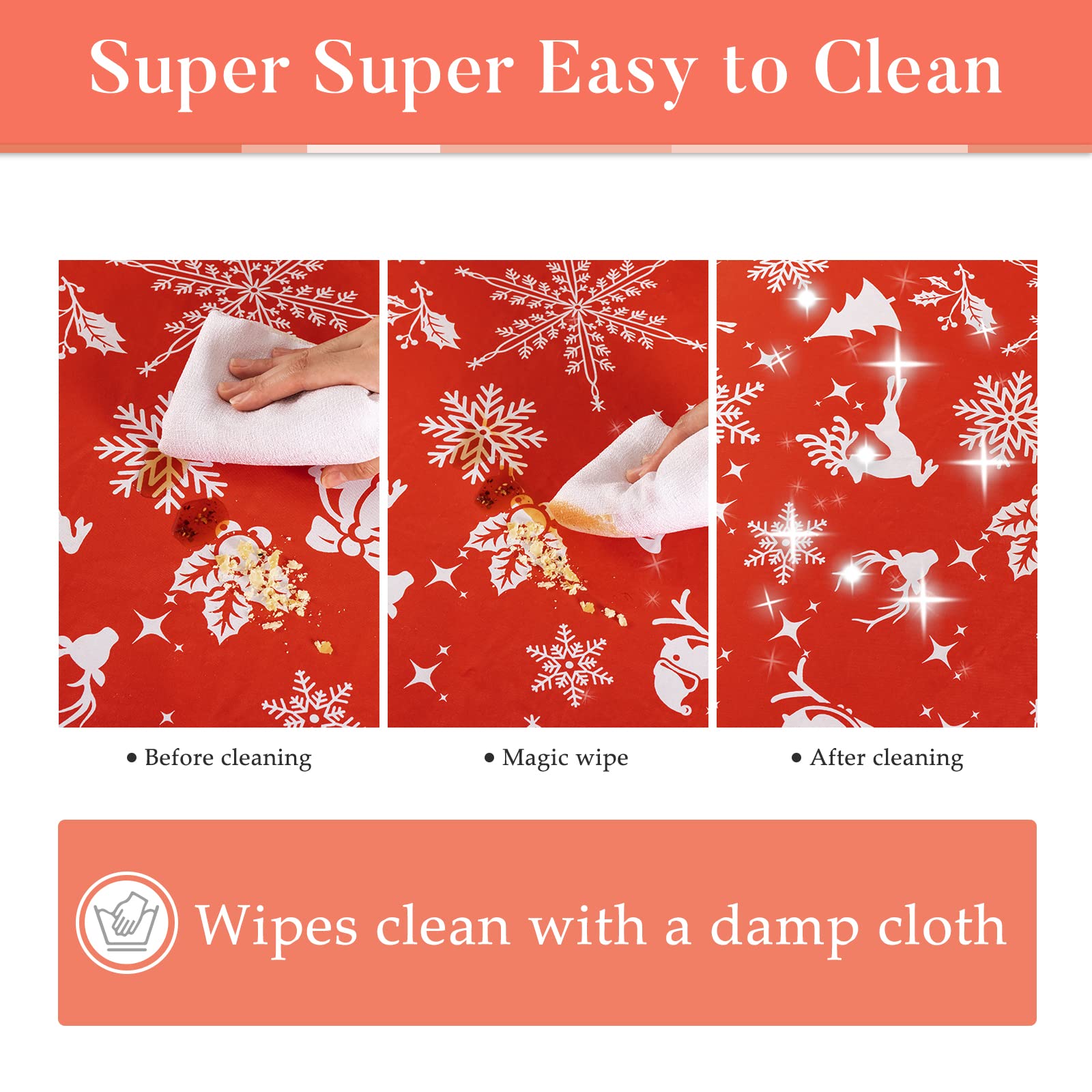 UMINEUX waterproof wipeable table cover cleans spills quickly.