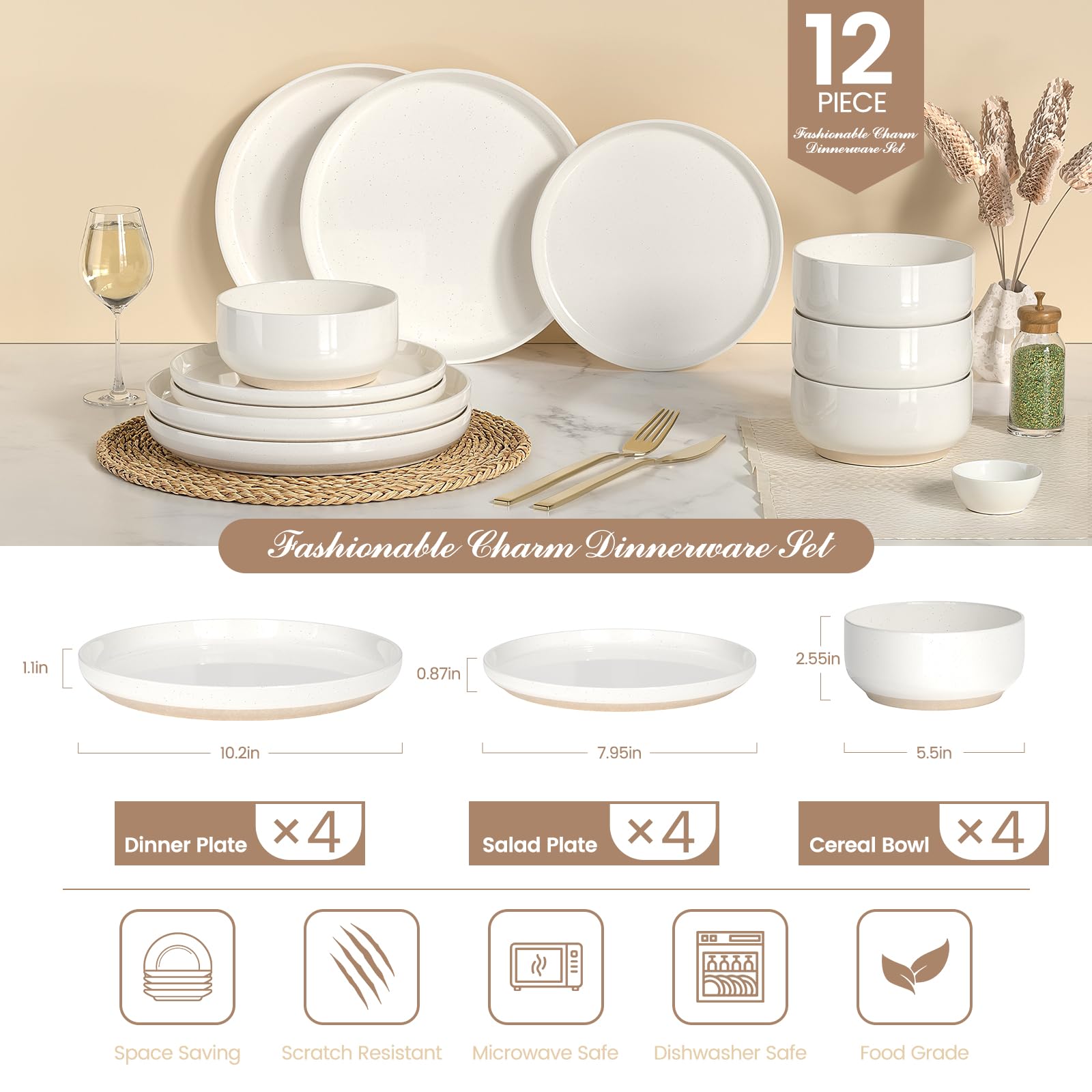 Umite Chef 10.2-inch dinner plate with durable scratch-resistant surface.