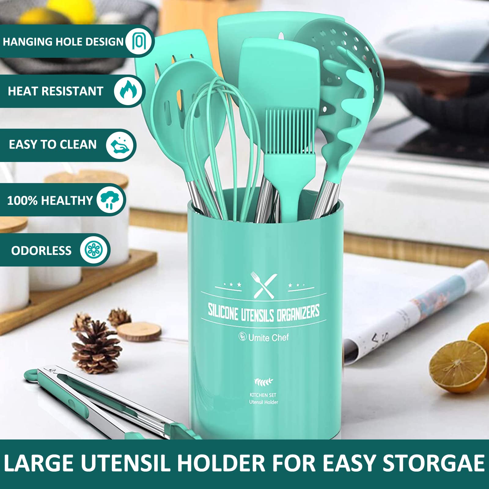 Umite Chef utensil holder keeps tools organized on the counter