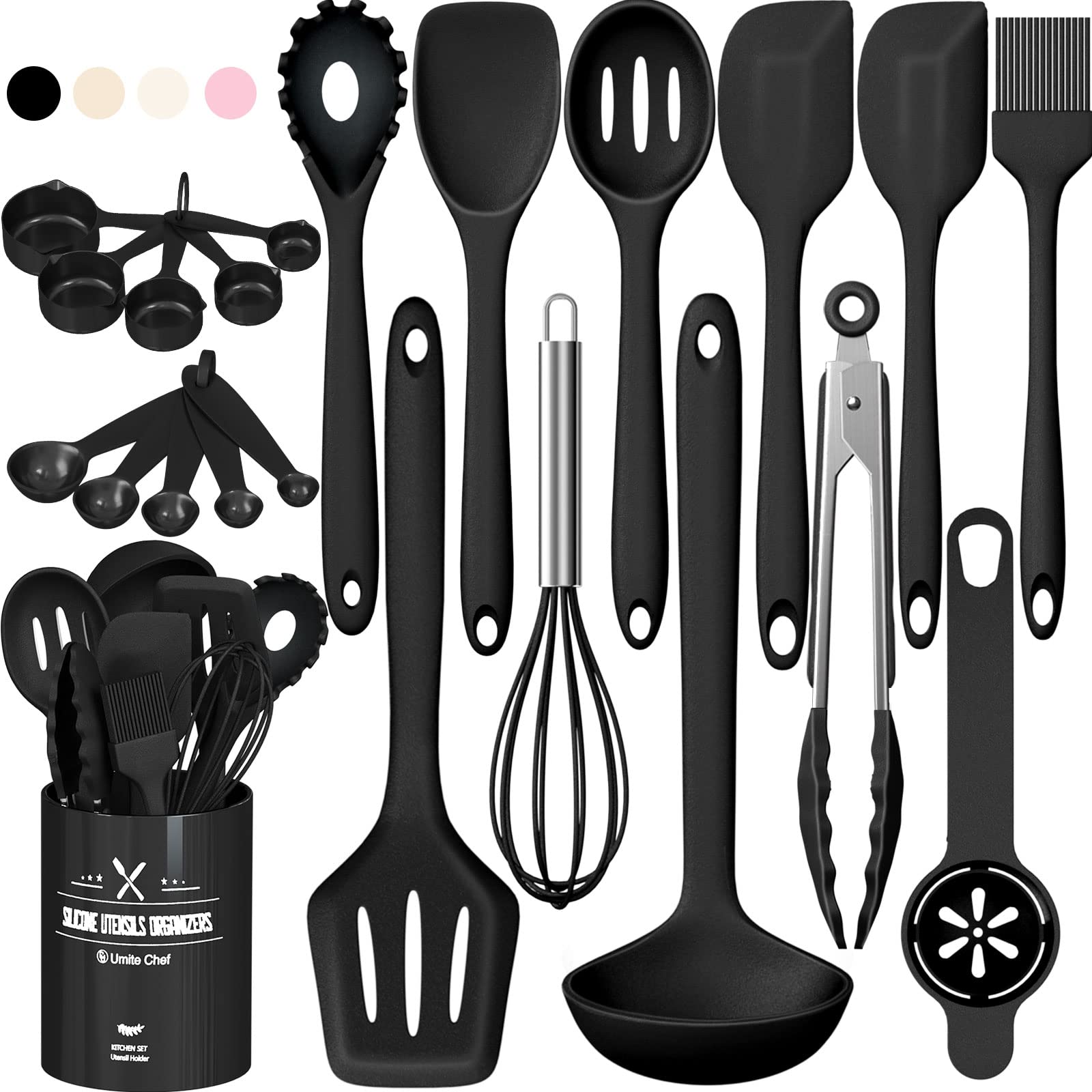 Umite Chef 22-piece silicone utensils set in full view for kitchen versatility.