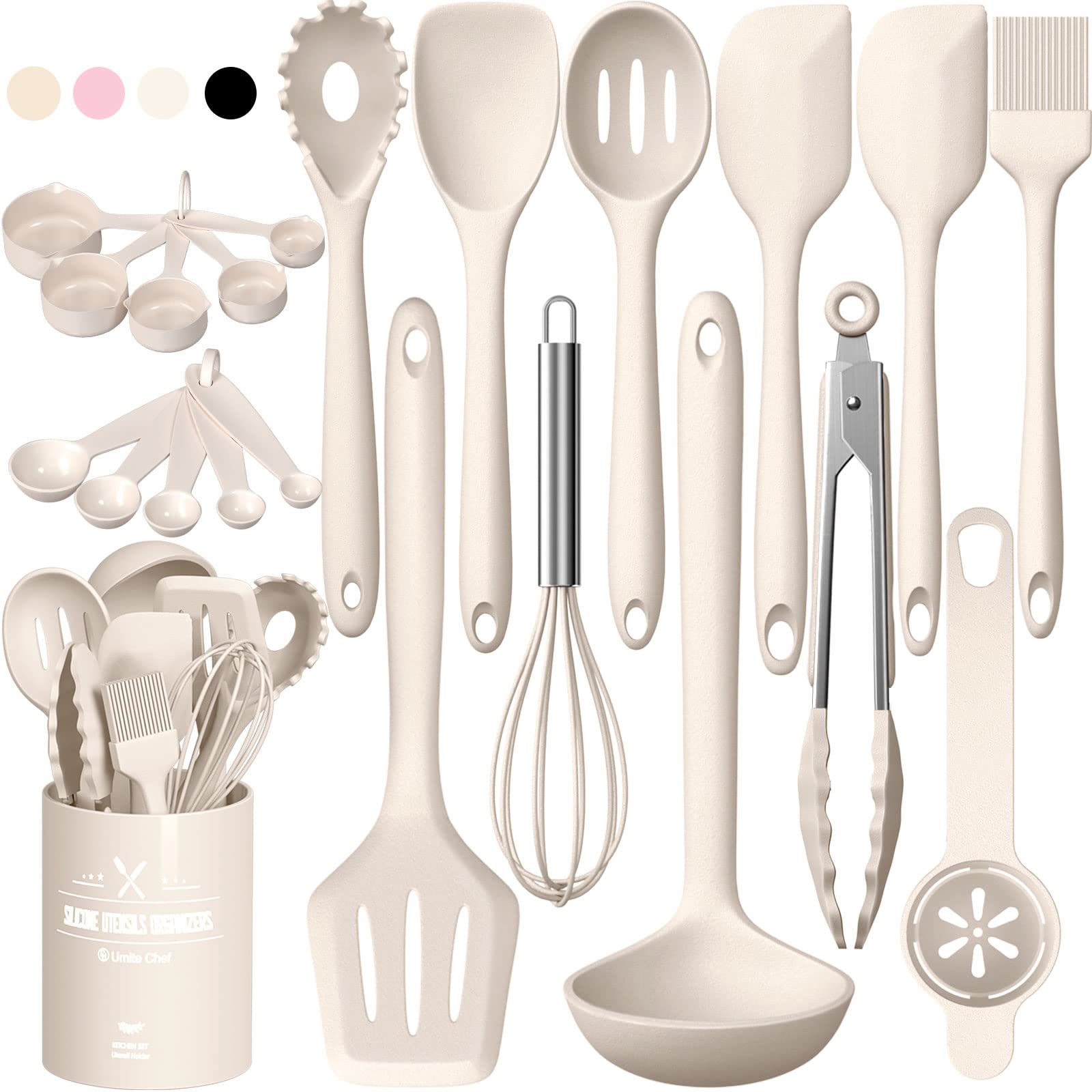 Umite Chef 22-piece silicone utensils set, ladle, heat resistant and non-scratch for nonstick cookware