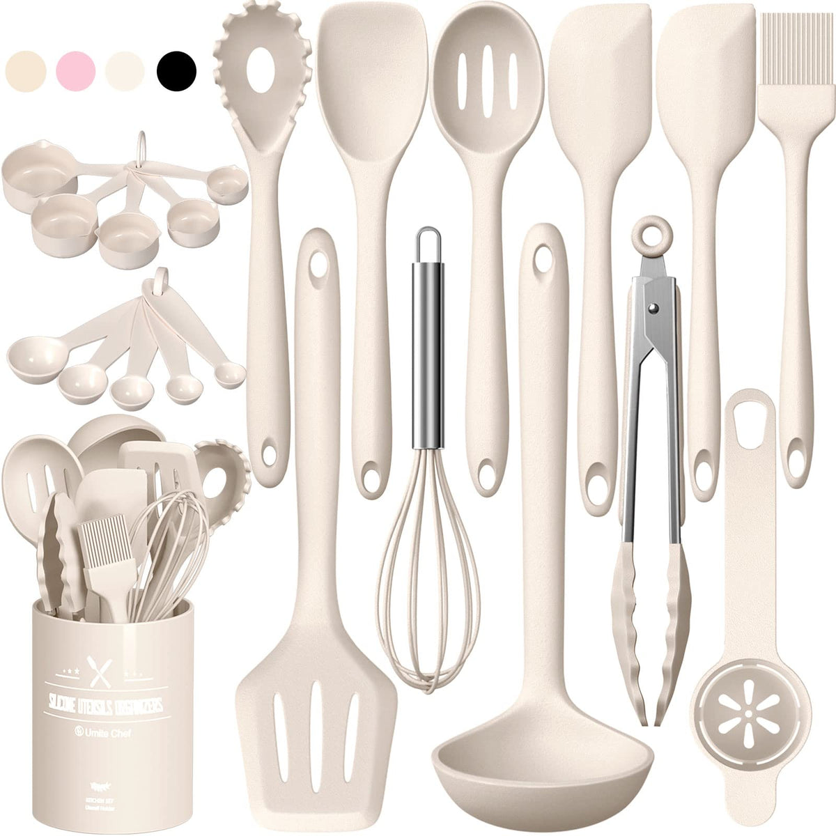 Umite Chef 22-piece silicone utensils set, ladle, heat resistant and non-scratch for nonstick cookware