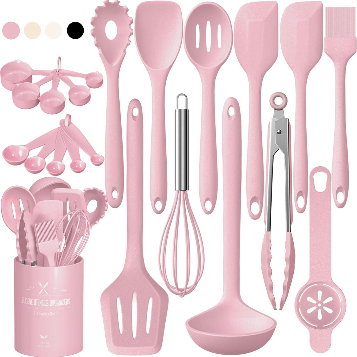 Umite Chef ladle with a heat-safe silicone head protects nonstick cookware.