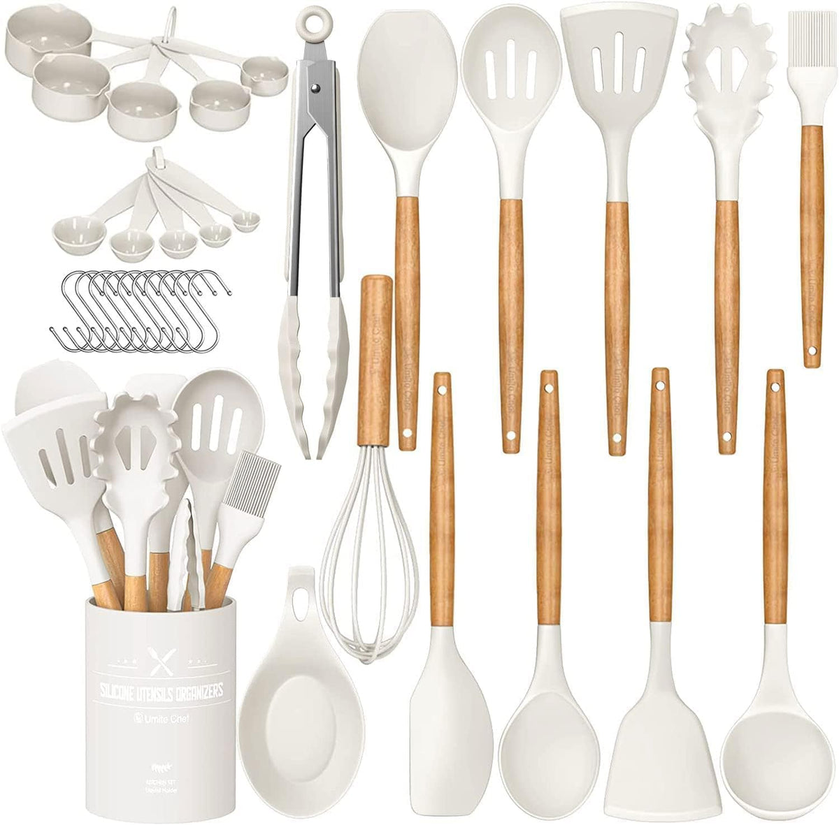 Umite Chef 33pc cream white utensil set for versatile cooking tasks