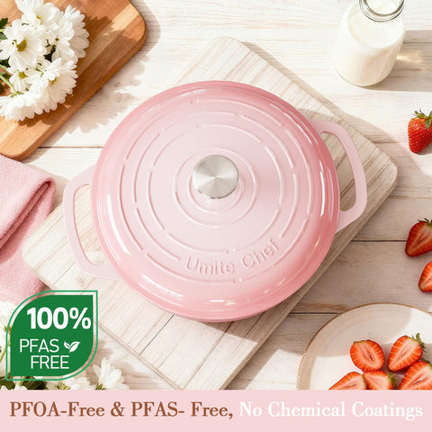 Umite Chef 6QT on stove top showcases versatile oven-to-stovetop use.