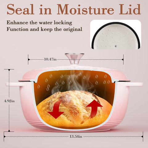Umite Chef 6QT interior enamel close-up demonstrates even heat distribution for consistent cooking.