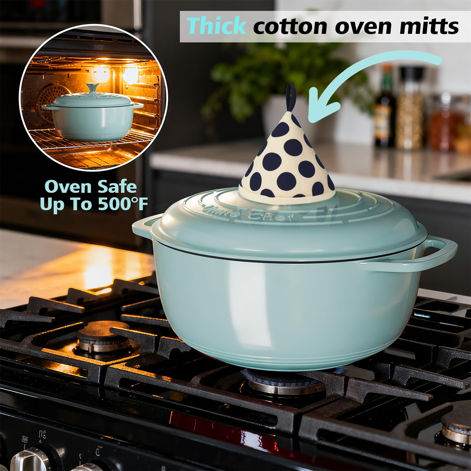 Umite Chef dutch oven braising soups in a single versatile pot.