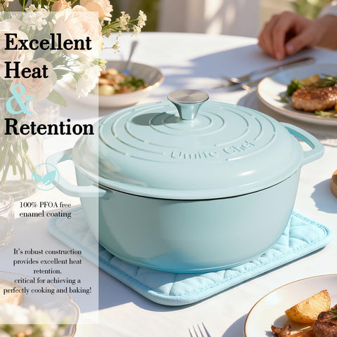 Umite Chef 6QT dutch oven captures even heat for braising and slow simmer.