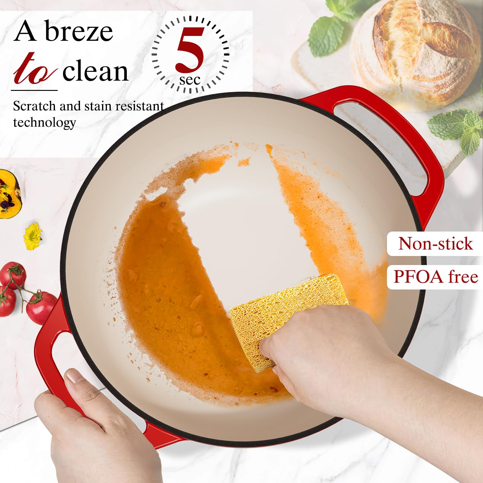Umite Chef 6QT Dutch Oven is perfect for baking bread and braising