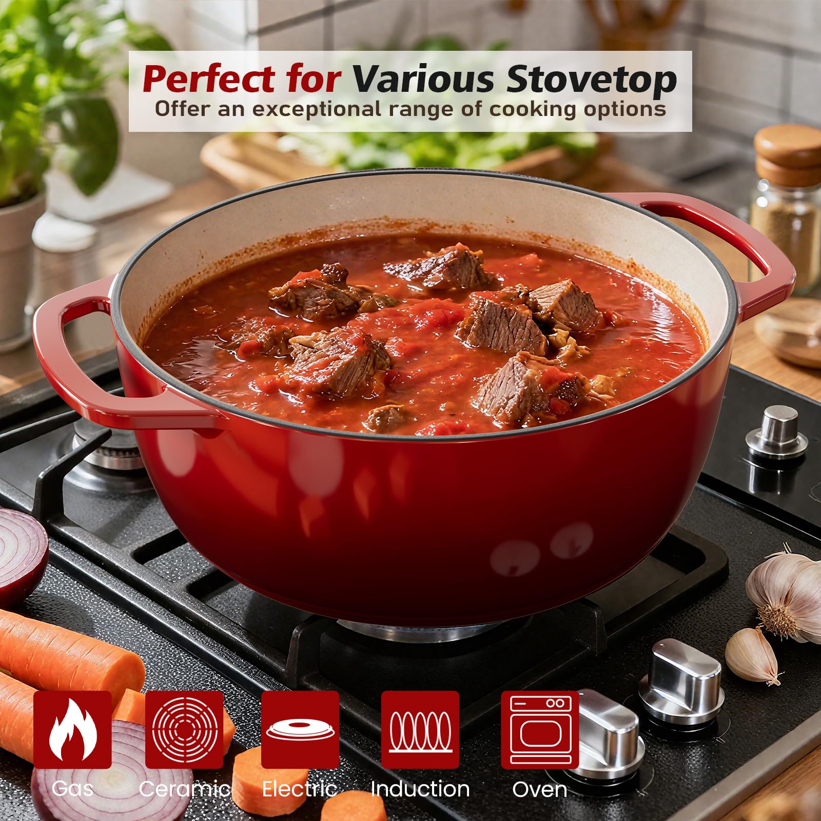 Umite Chef 6QT Dutch Oven interior shows self-basting dots for even moisture