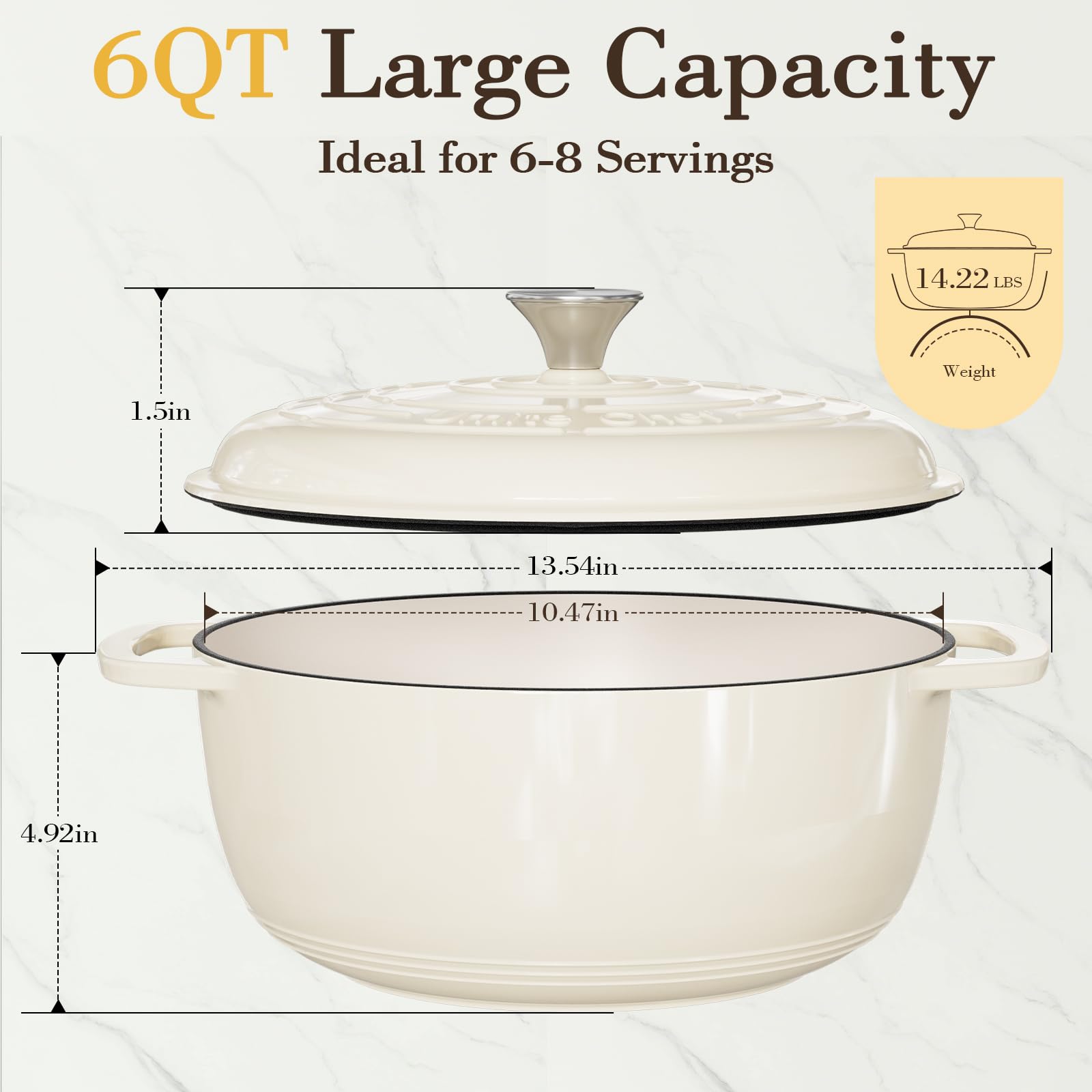 Umite Chef Dutch oven ready for stove to oven use in cream white
