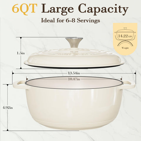 Umite Chef Dutch oven ready for stove to oven use in cream white