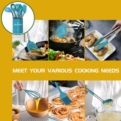 Umite Chef deep soup ladle blue in use