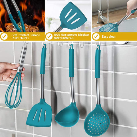 Umite Chef dishwasher-safe blue utensils for easy cleanup
