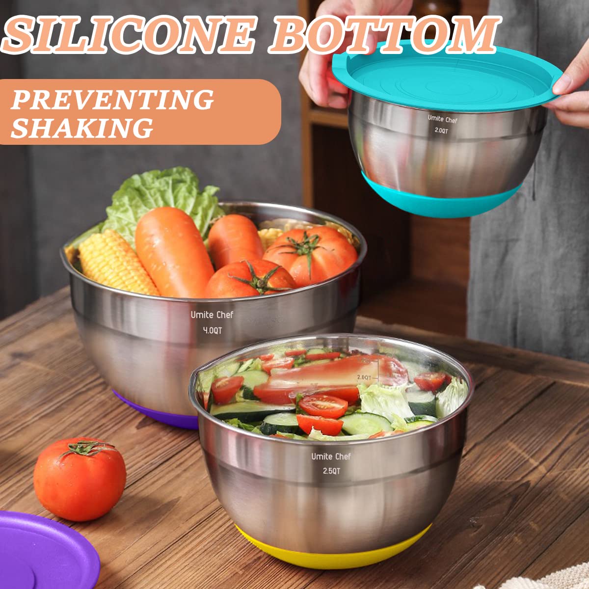 Dishwasher-safe bowls with lids that require hand washing to prevent warping.
