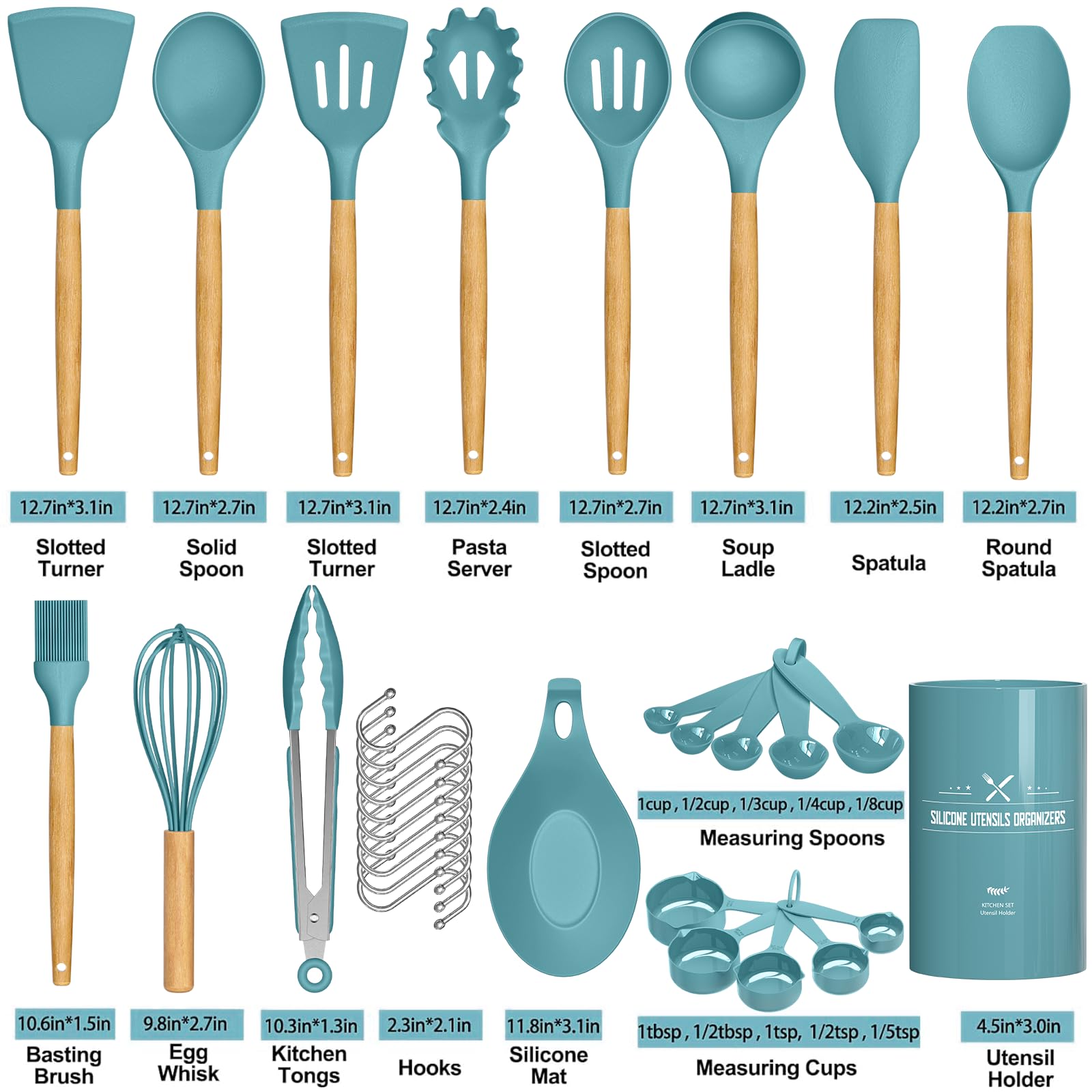 Umite Chef durable wooden handle utensils, heat protection and sturdy performance.