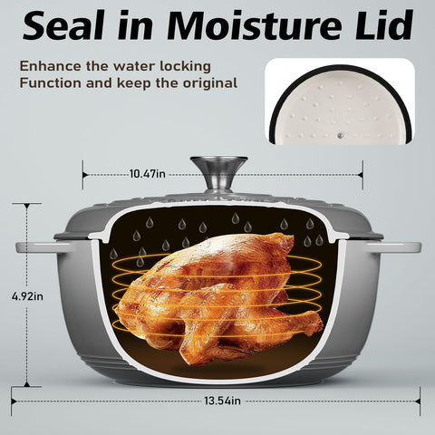 Umite Chef Dutch Oven dual handles provide a secure grip for easy lifting.