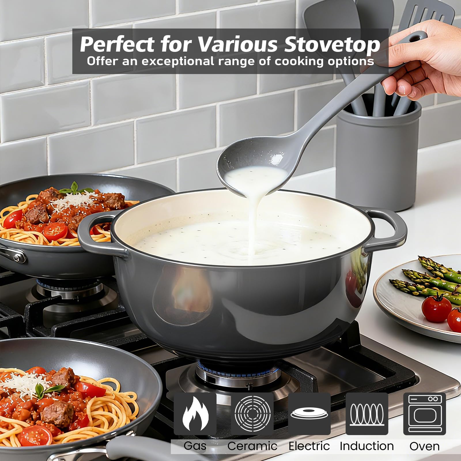 Umite Chef Dutch Oven enamel coating cleans easily with soap and water.