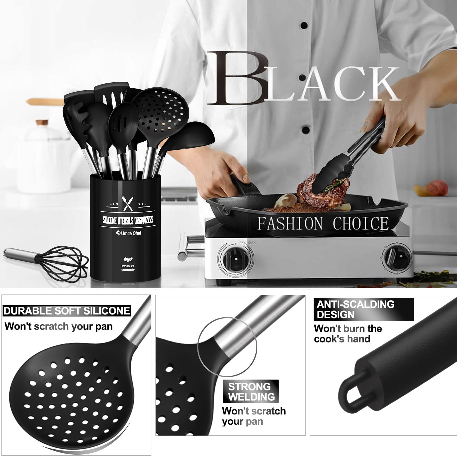 Umite Chef heat-resistant up to 446°F during high-heat cooking