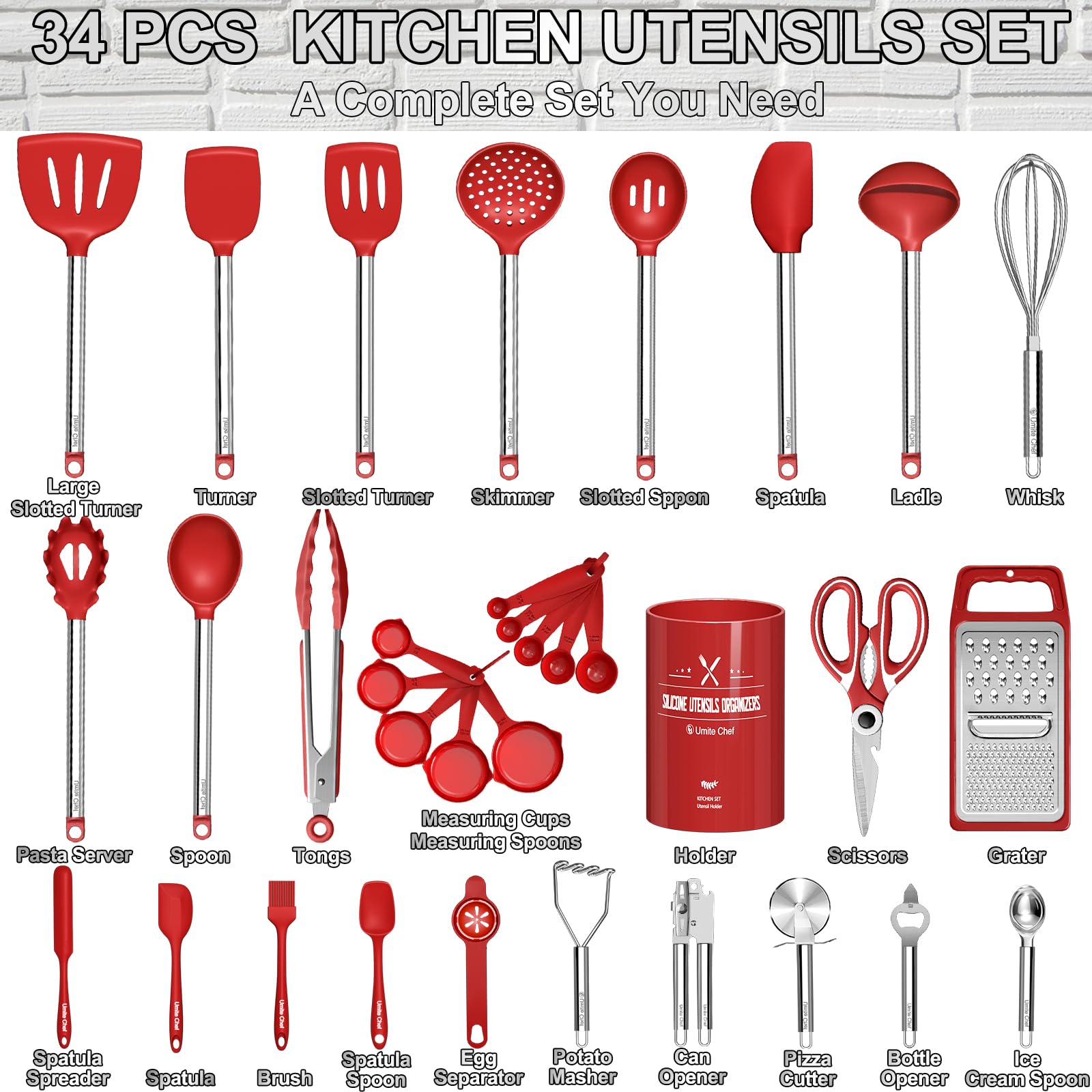 Umite Chef heat-resistant utensils withstand up to 446°F without warping.