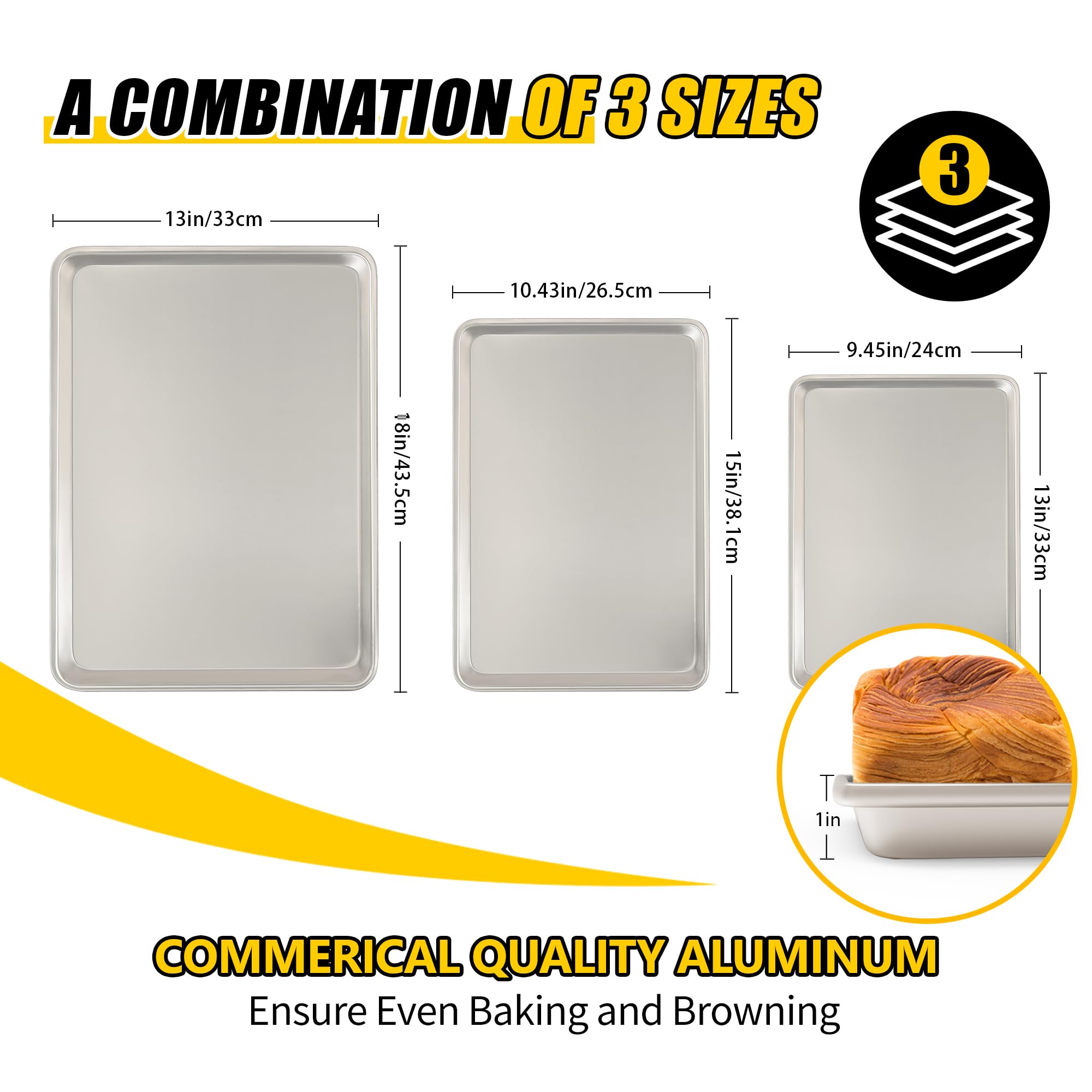 Umite Chef jelly roll pan ideal for pastries and rolled sheet dishes
