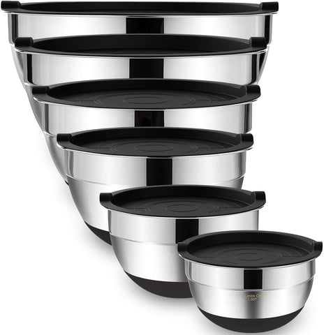 Umite Chef mixing bowls with airtight lids, six-piece set for versatile kitchen prep.