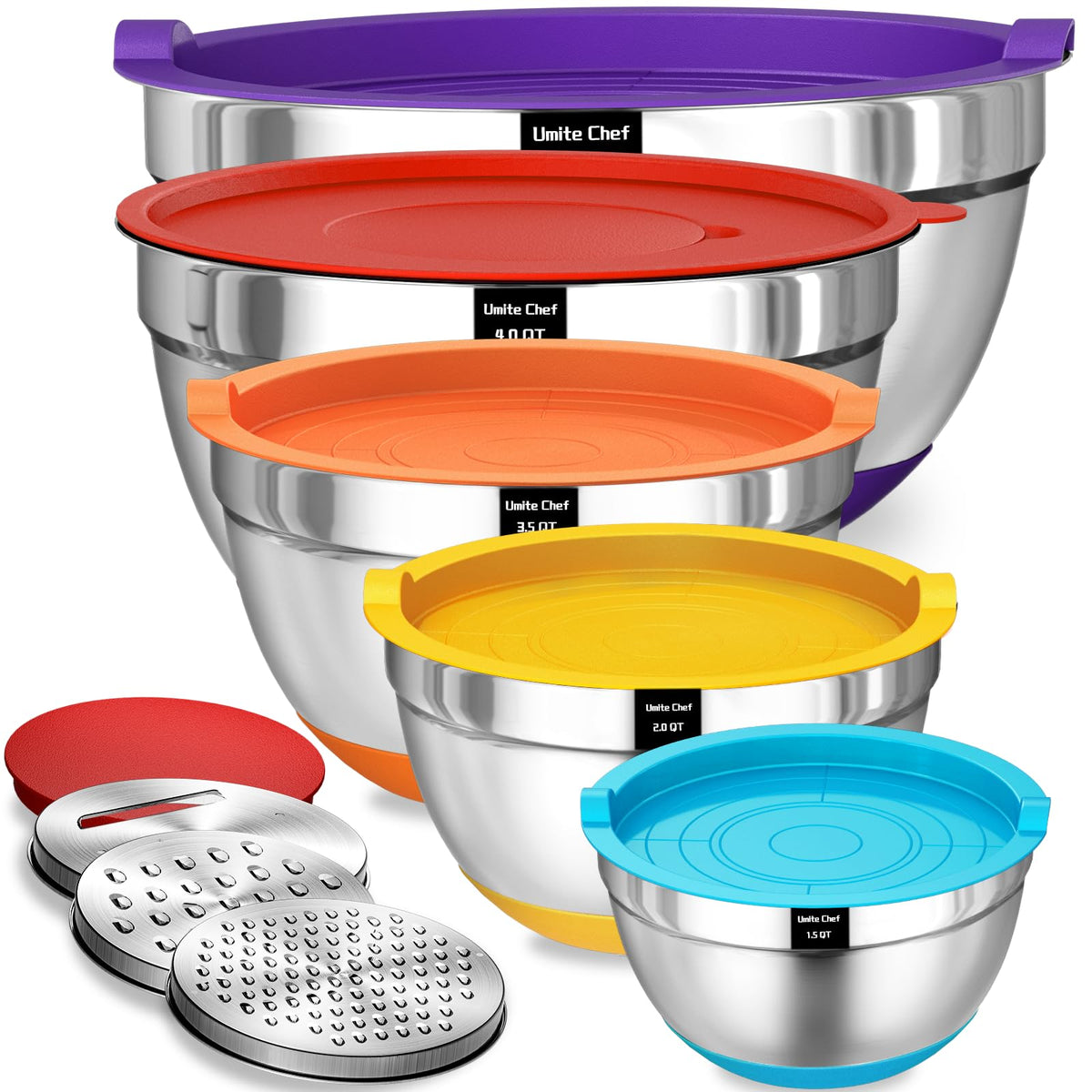 Umite Chef mixing bowls with airtight lids keep ingredients fresh and organized