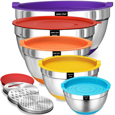 Umite Chef mixing bowls with airtight lids keep ingredients fresh and organized