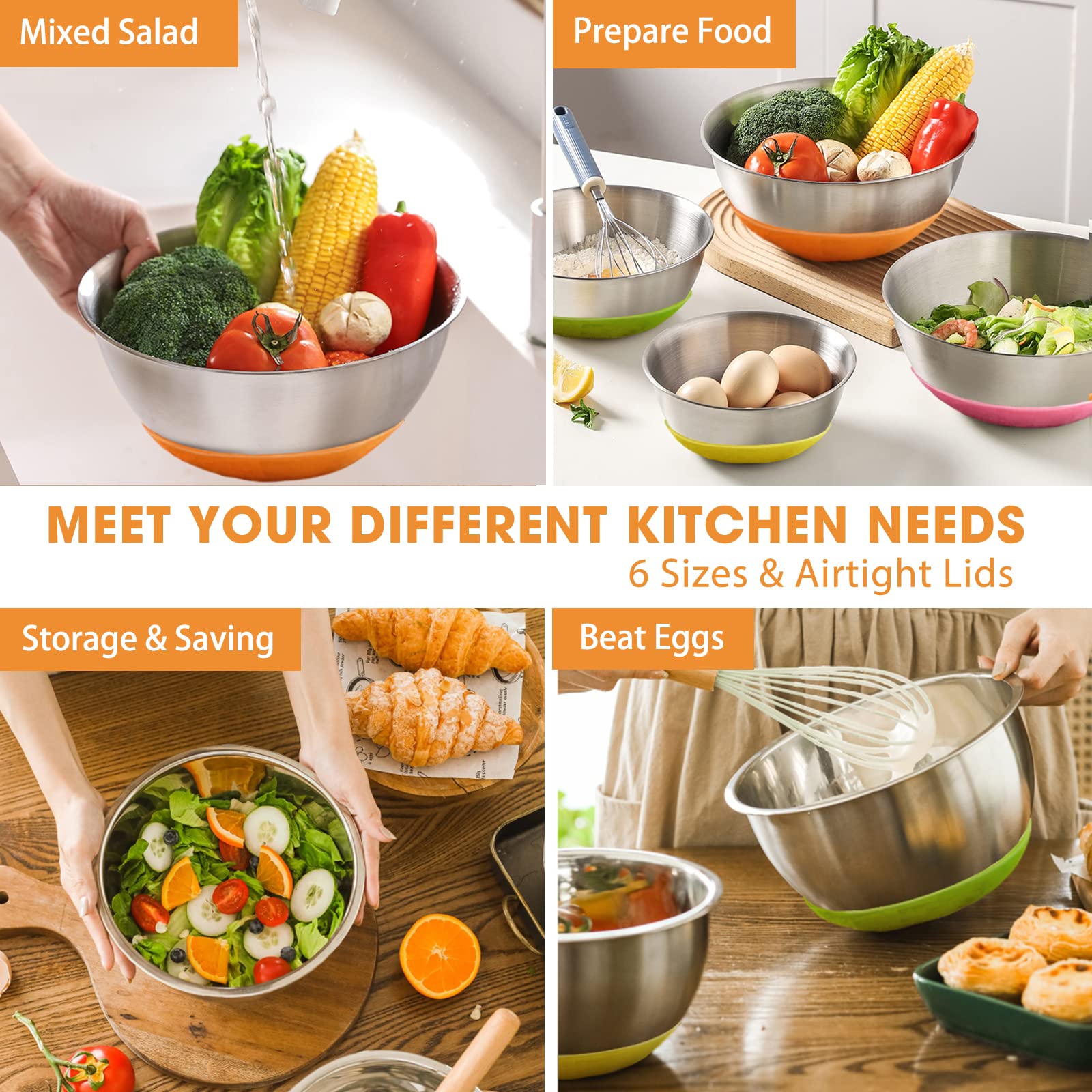 Umite Chef colorful lids tightly seal and preserve freshness for leftovers