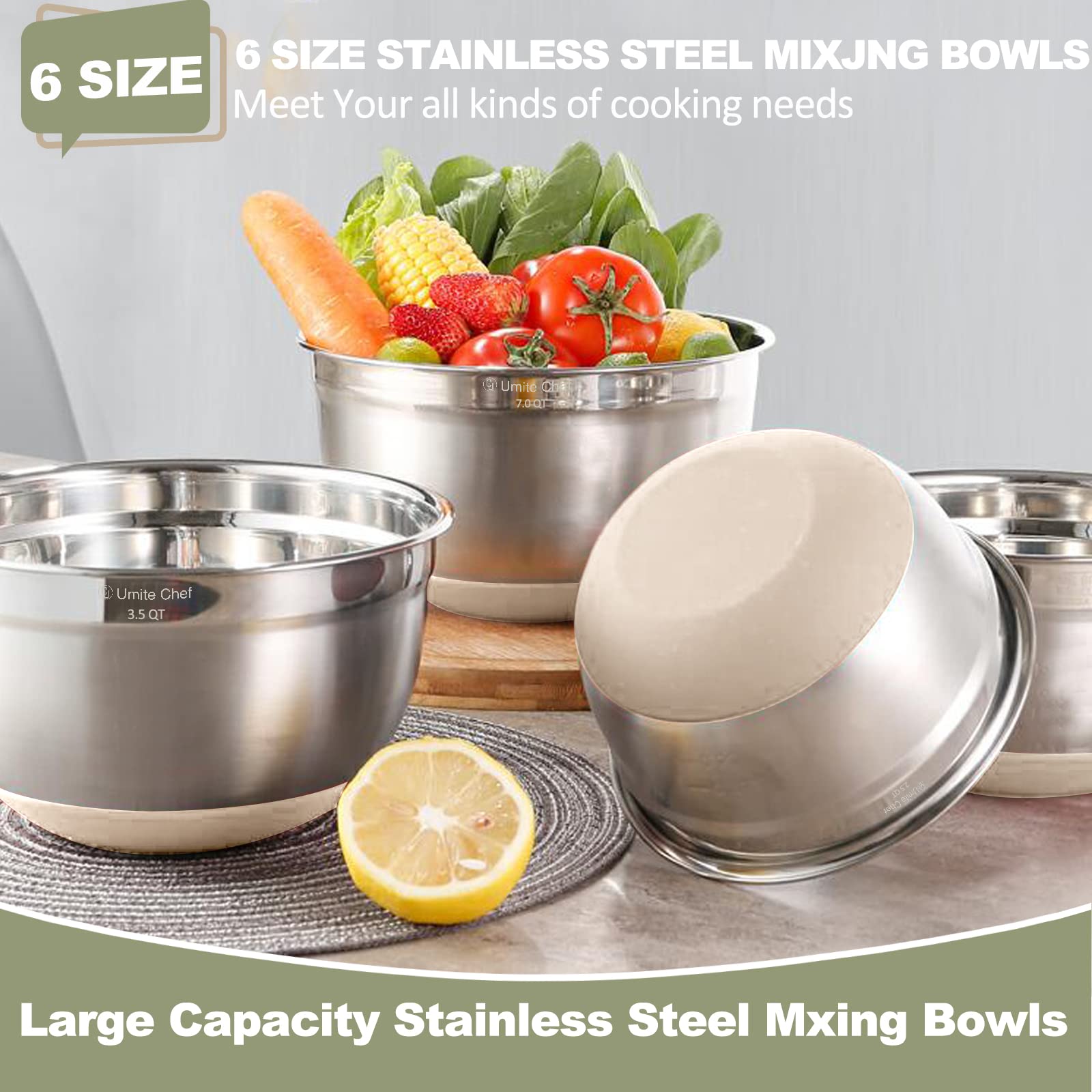 Umite Chef bowls feature a mirror interior for easy viewing.