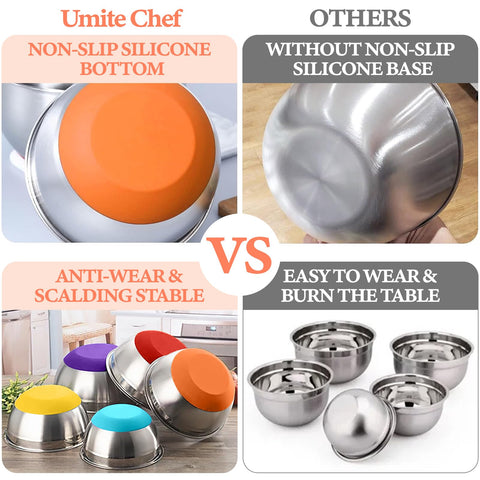 Umite Chef nesting bowls save space with stackable stainless steel design