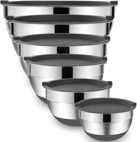 Umite Chef mixing bowls nested for compact storage and easy access.