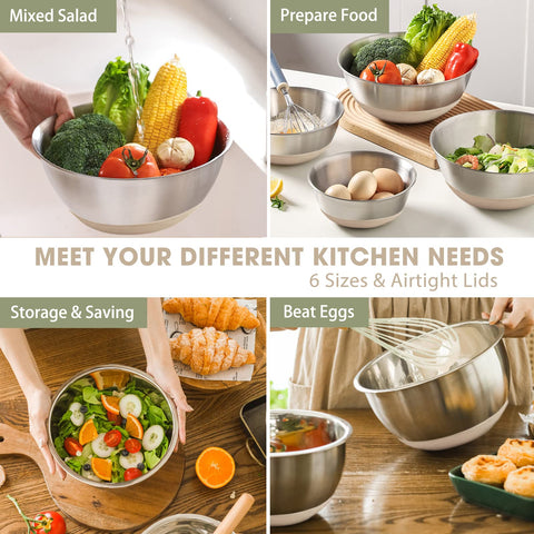 Umite Chef bowls with tight-fitting lids keep ingredients fresh.