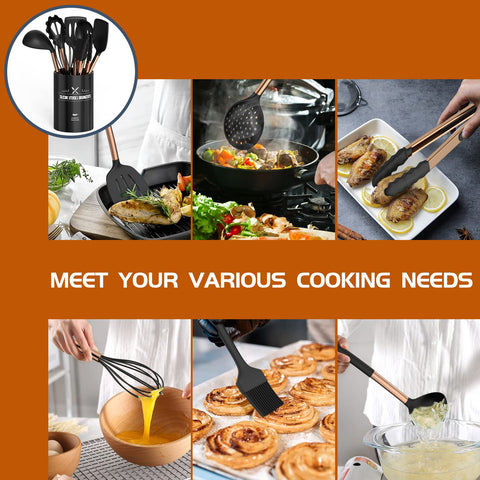 Umite Chef utensils highlight a heat-resistance feature for safe cooking.