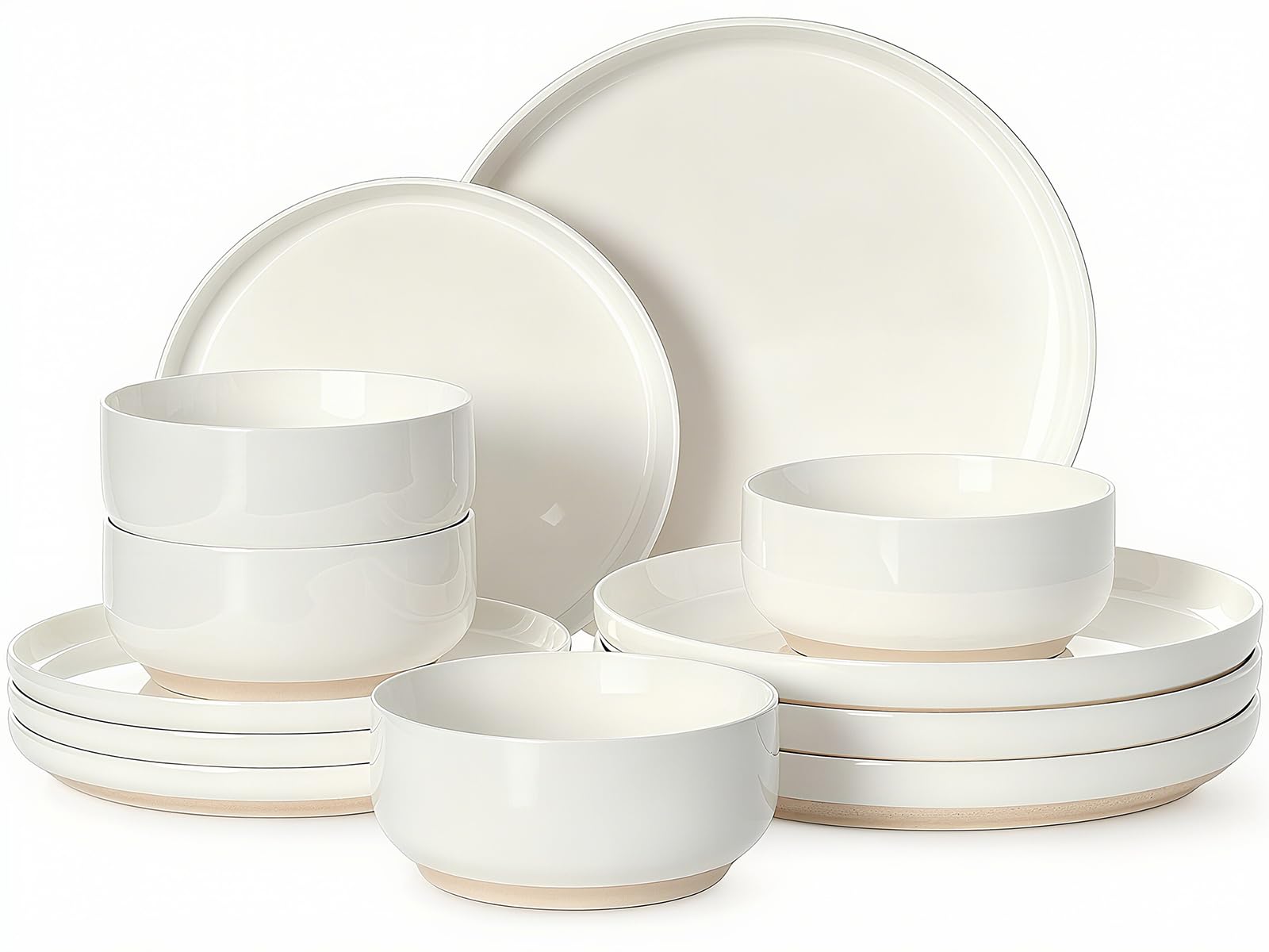 Umite Chef 12-piece plates and bowls set for four, ideal for family meals.