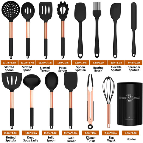 Umite Chef silicone heads and rose-gold handles designed for nonstick cookware use.