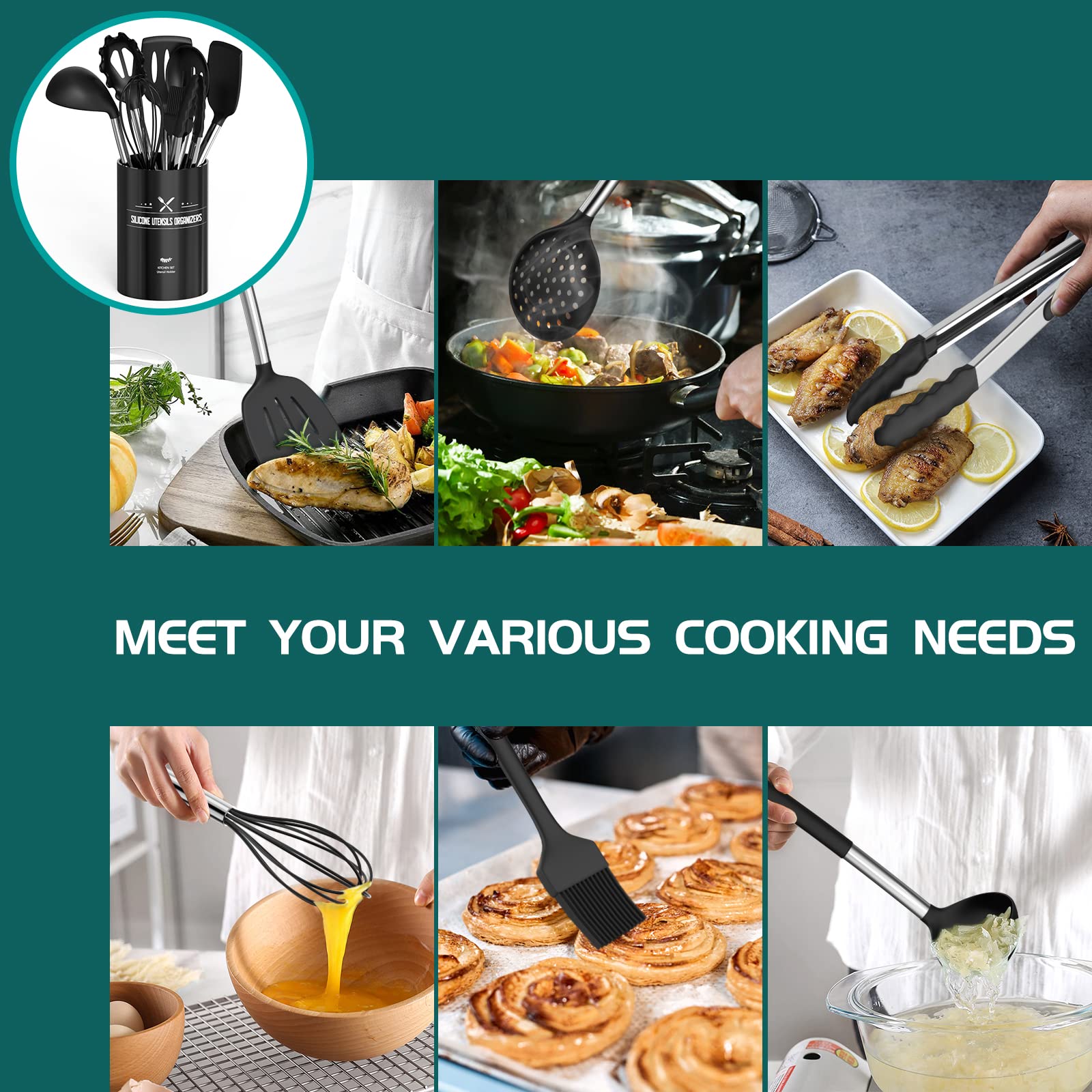 Umite Chef silicone deep soup ladle for rich, steaming servings.