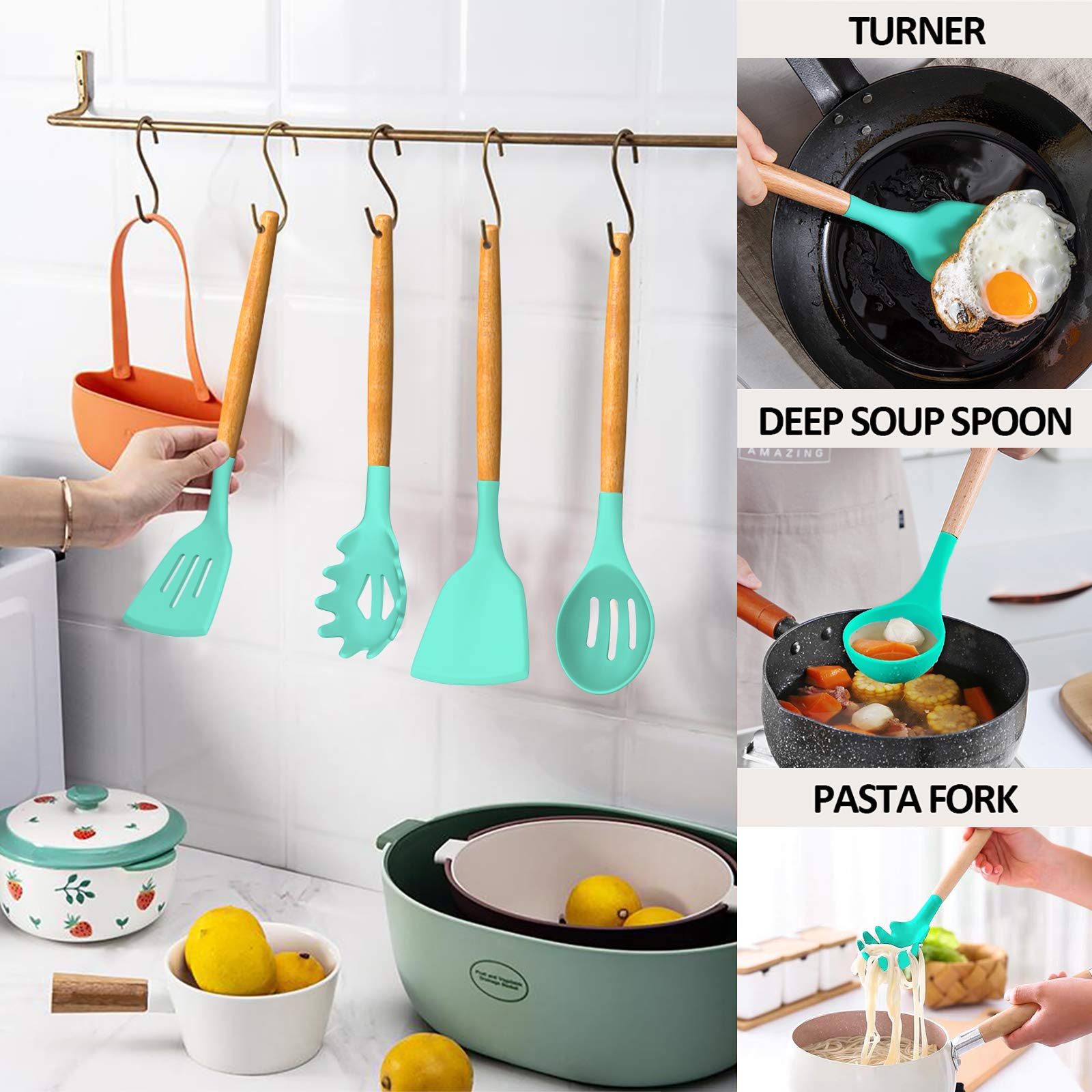 Umite Chef pasta server with heat-resistant silicone head.